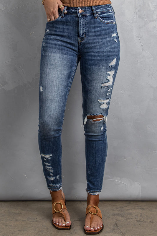 Distressed Skinny High Waist Jeans