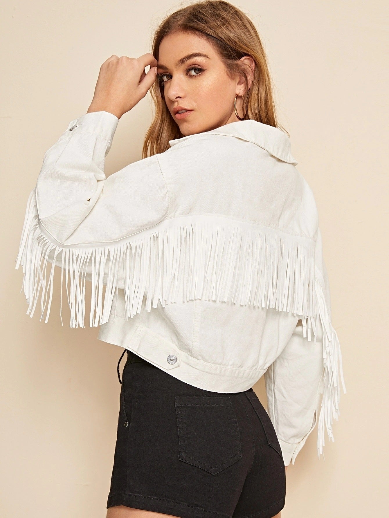 Denim Jacket With Fringe