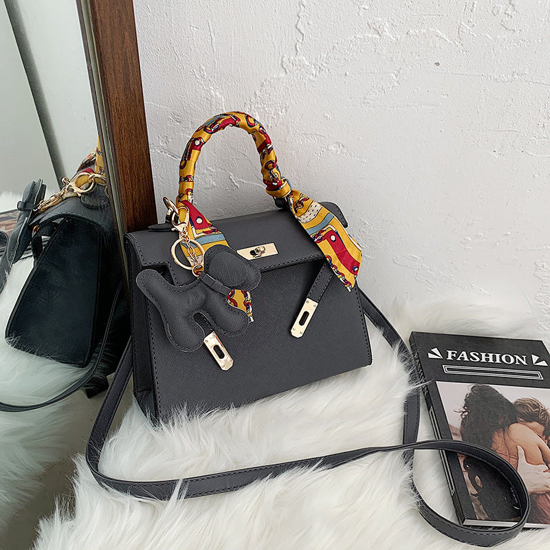 Elegant Fashion Solid Color Square Lock clasp Shoulder Bag