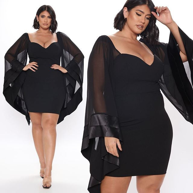 Bat Sleeve Black Dress