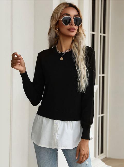 Preppy girl sweater with white shirt tail