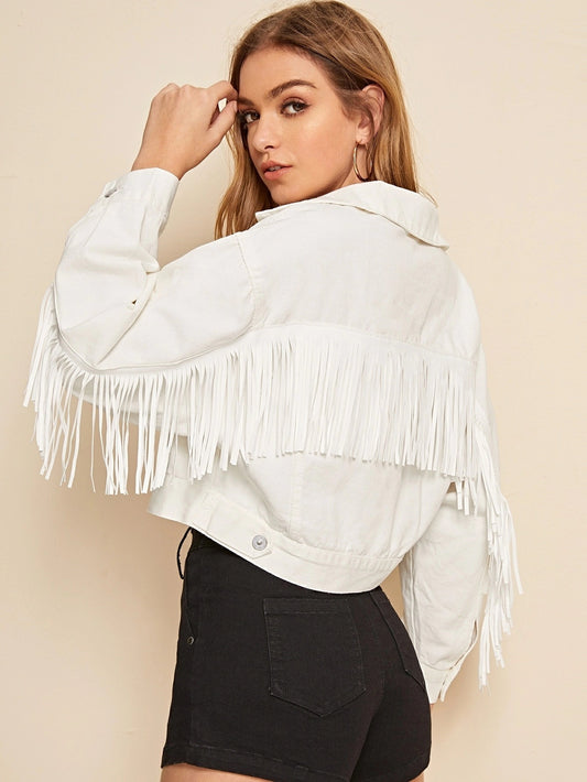 Denim Jacket With Fringe