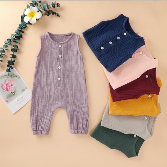 Summer cotton linen 7-color one-piece Khaki sleeveless