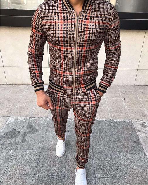 Casual Plaid sports suit