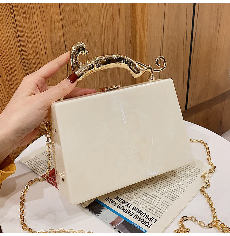 Fashion Solid Color Square Lock clasp Handbag