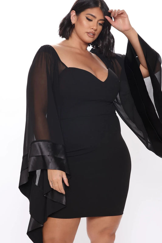 Bat Sleeve Black Dress
