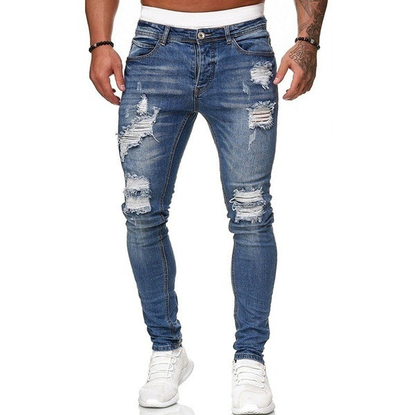 Ripped Trendy Black Slim-fit Jeans