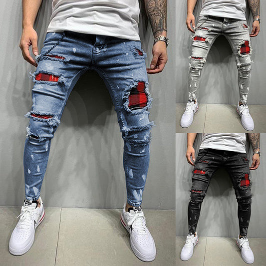 Slim-fit Paint Ripped Skinny Jeans