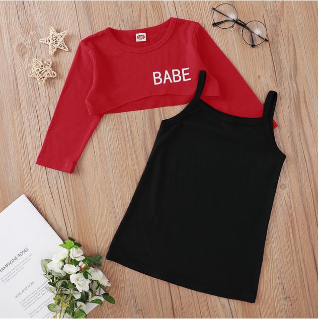 Girl's Cropped Top and Tank top Dress Set