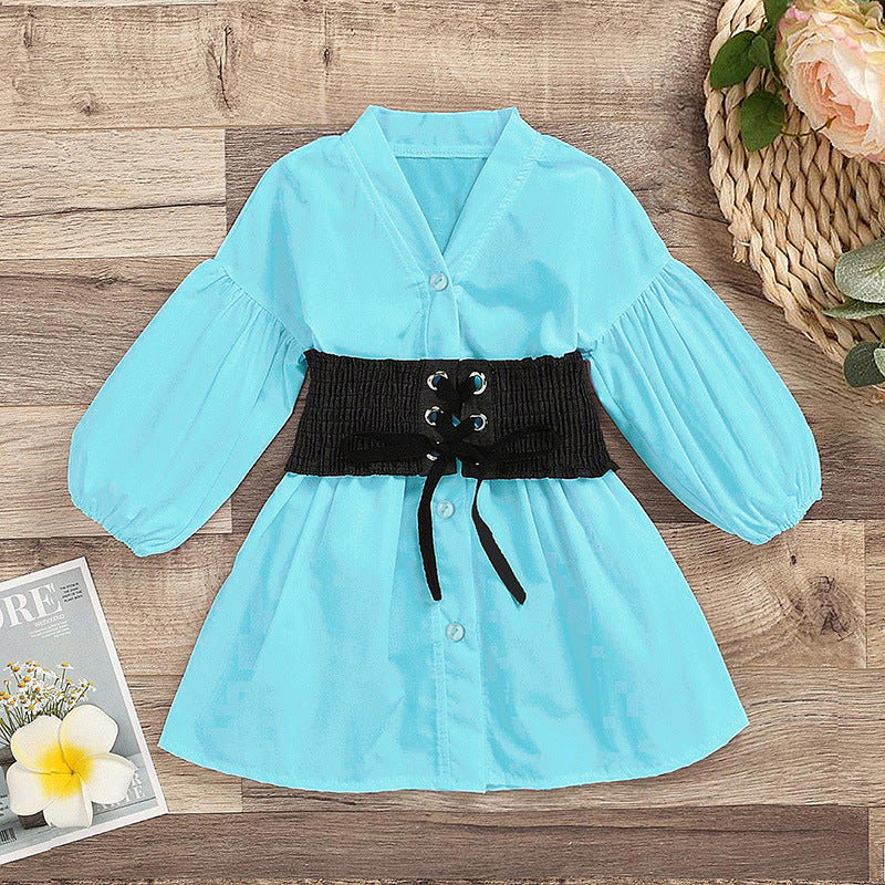 Casual Girl's Dress with Belt