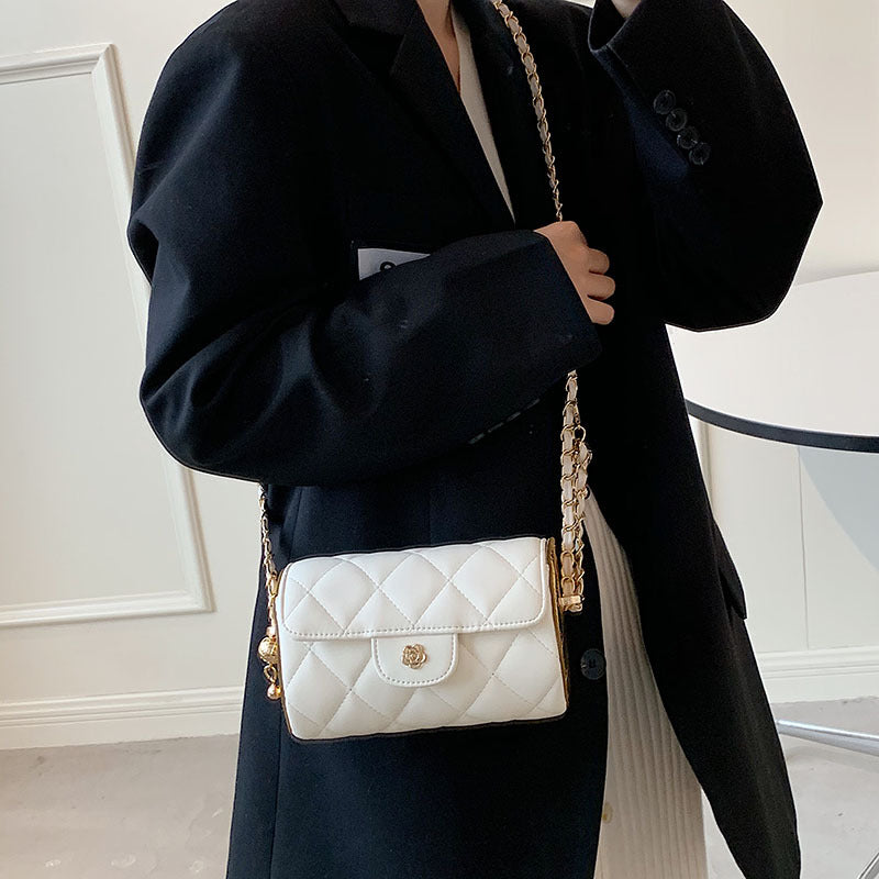 Fashion Lingge Square Magnetic Buckle Crossbody Bag