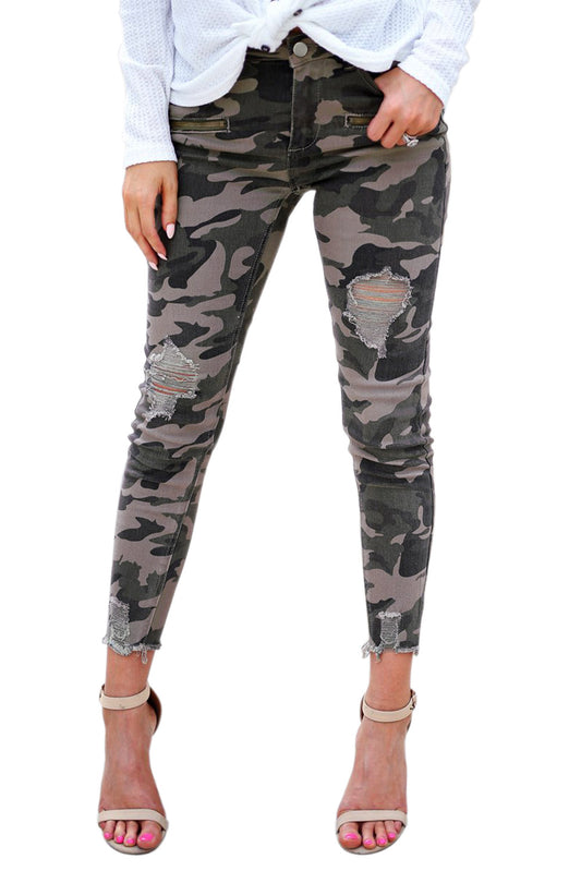 Like A Boss Distressed Camo Denim Pants