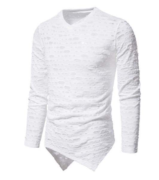 Asymmetrical Punk Rocker Tee with Holes