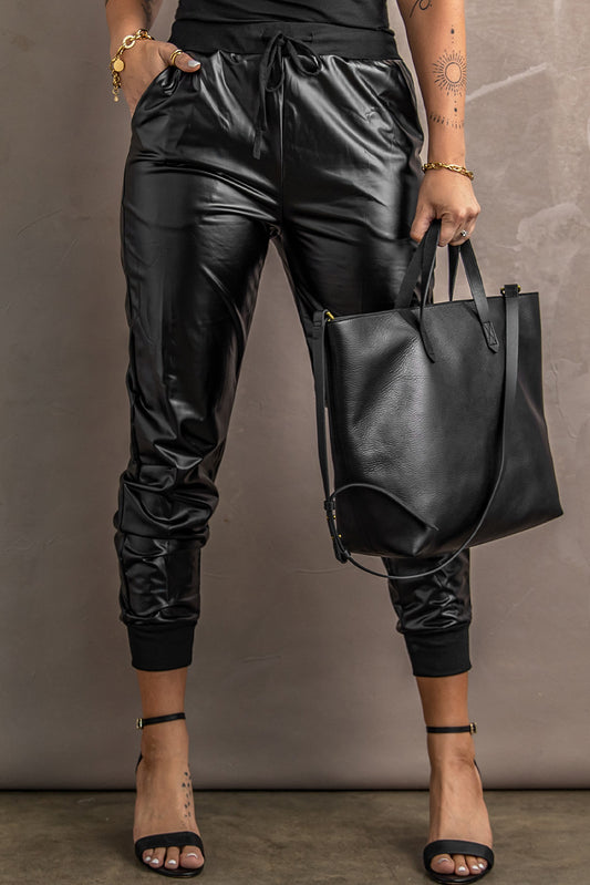 Rock and Roll Faux Leather Joggers
