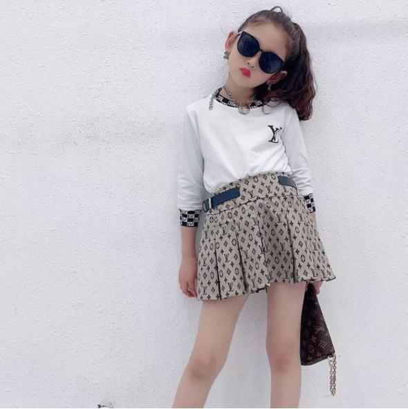 Girl's Printed Tee and Skirt Set