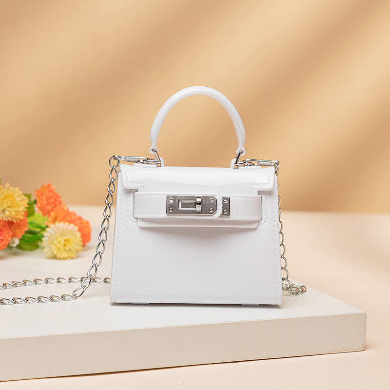 Cute Solid Color Square Lock clasp Jelly Bag