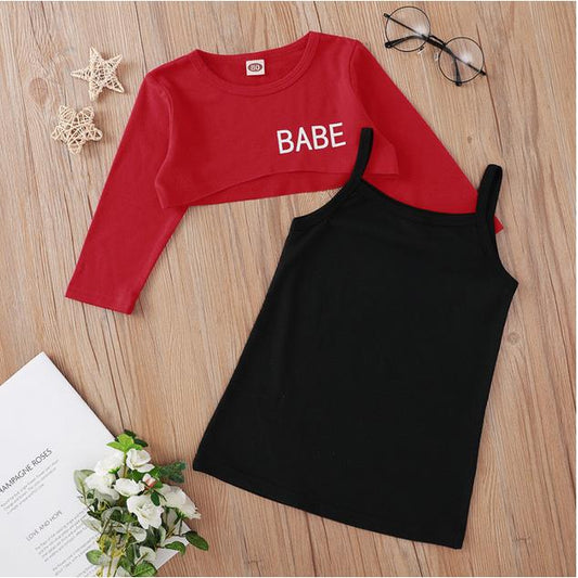 Girl's Cropped Top and Tank top Dress Set