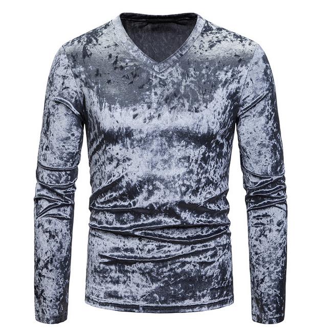 Velour V-neck Slim Fit T-shirt