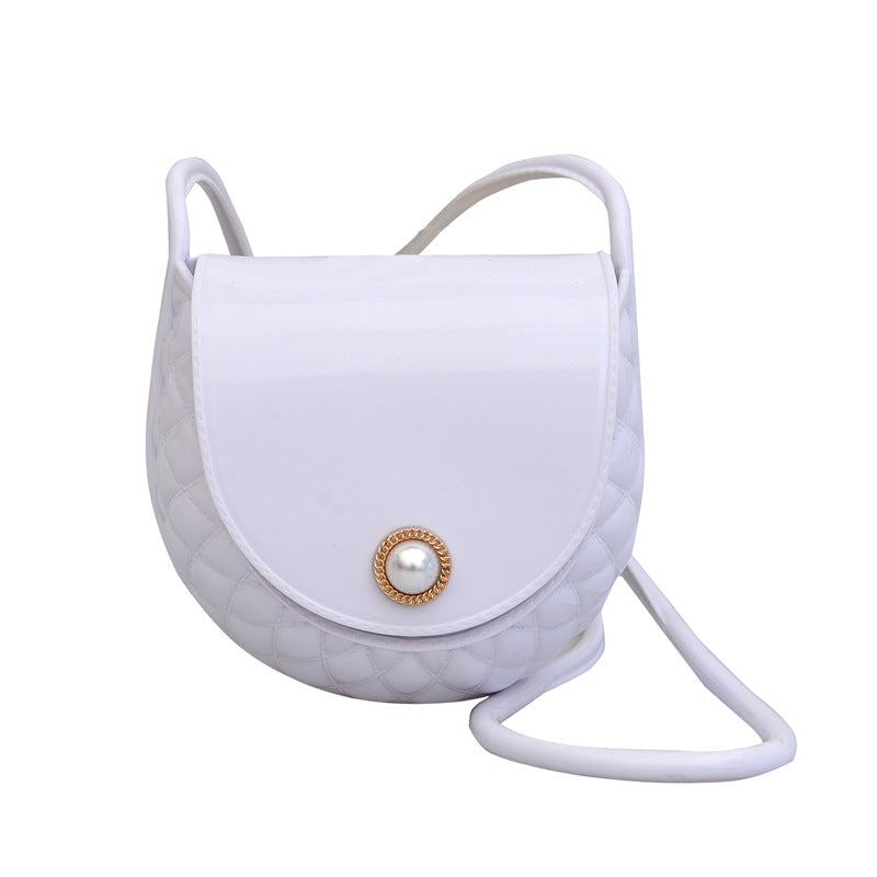 Fashion Solid Color Flip Cover PVC Crossbody Bag