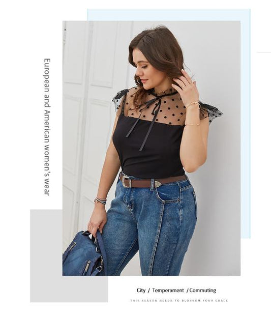 Stylish Top with Mesh Shoulders