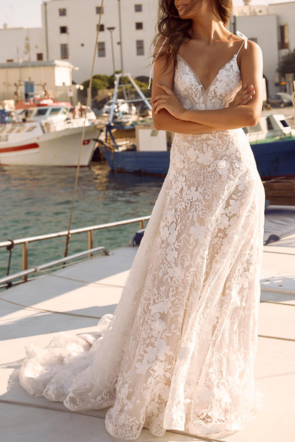 White 3D Lace Wedding Dress