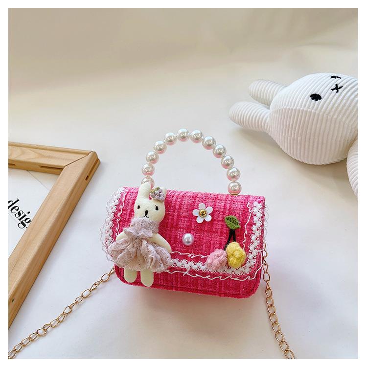 Fashion Animal Pearls Square Zipper Crossbody Bag
