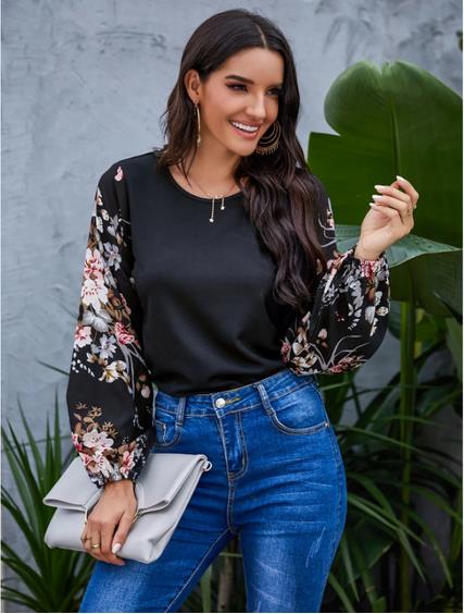 Floral Lantern Sleeves Top