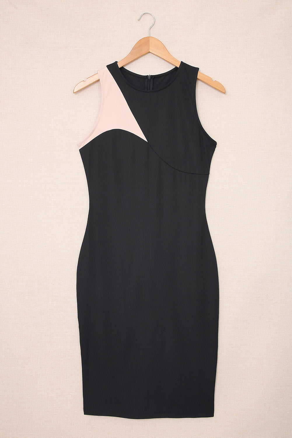 Black Mesh Colorblock Sleeveless Dress