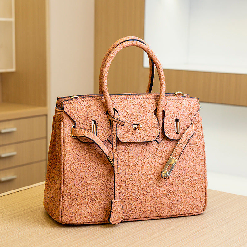 Fashion Solid Color Square Lock clasp Handbag