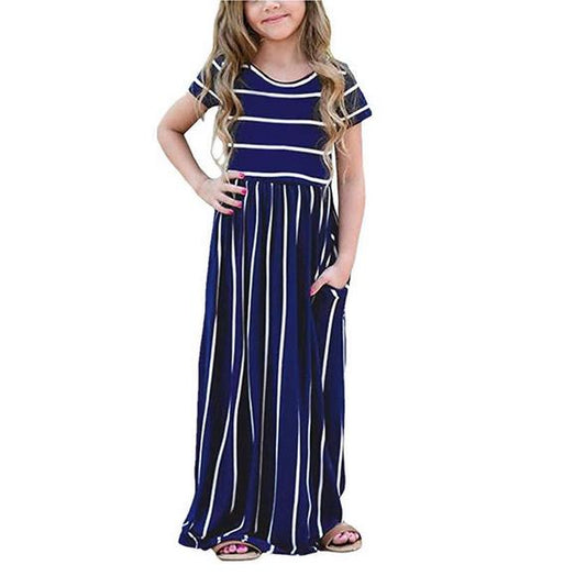 Girl's Long Dress with Knotted Bottom