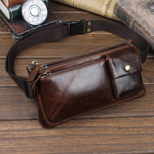 Genuine Leather Men's Fanny Pack/Cross Body Bag