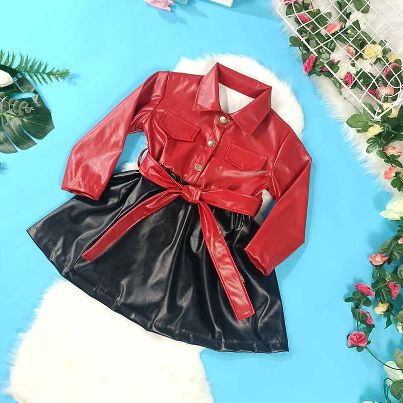 Girl's Imitation Leather Dress