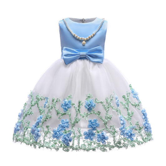Girls Floral Applique Dress