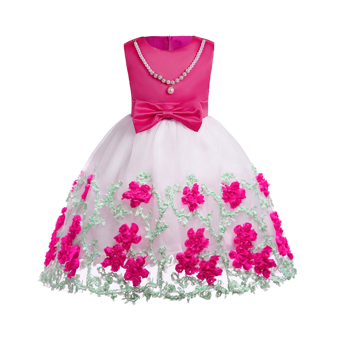 Girls Floral Applique Dress