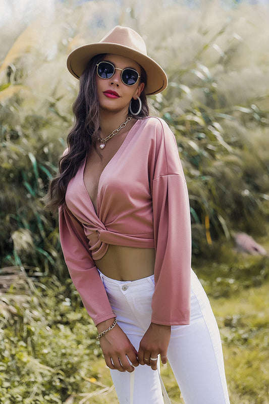 Cross Knot V-neck Crop Top