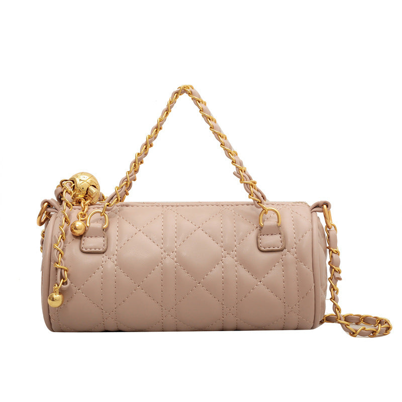 Fashion Lingge Cylindrical Zipper Crossbody Bag