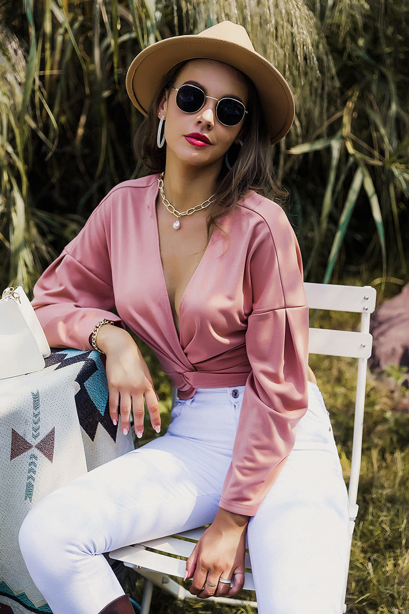 Cross Knot V-neck Crop Top