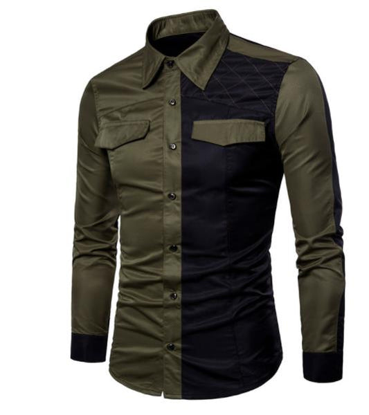 Men's Casual Color Block Shirt
