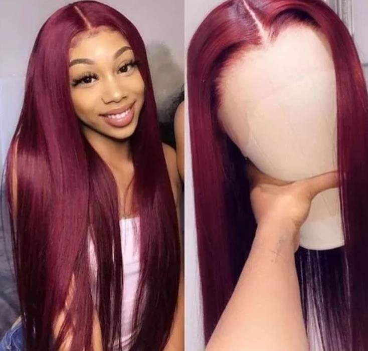 European and American wig real hair full headgear long straight hair front lace wig headgear 13X4 human hair wig