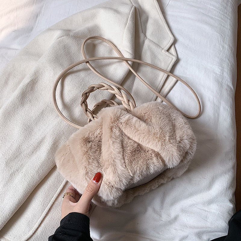 Furry Purse with braided straps