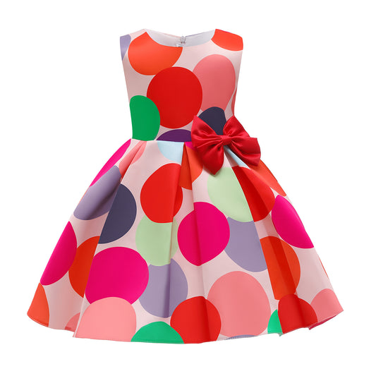 Colorful polka dot print dress