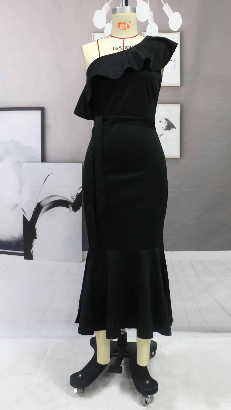 Black one shoulder evening dress