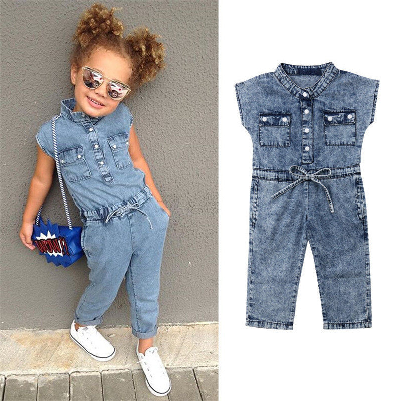 Girl's Denim Jumpsuit