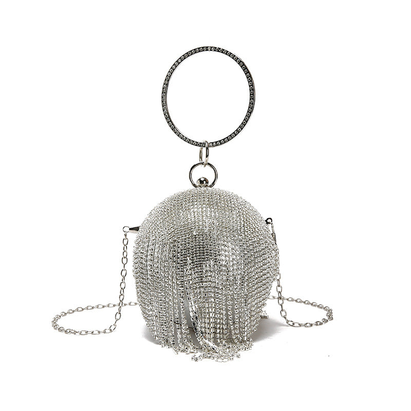 Tassel Rhinestone Ball Purse