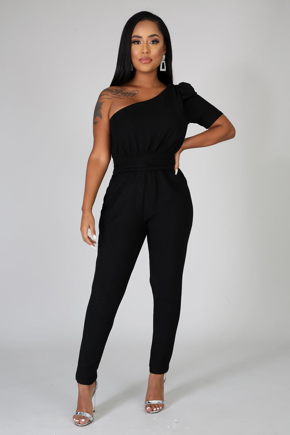 Black One Shoulder Jumpsuit