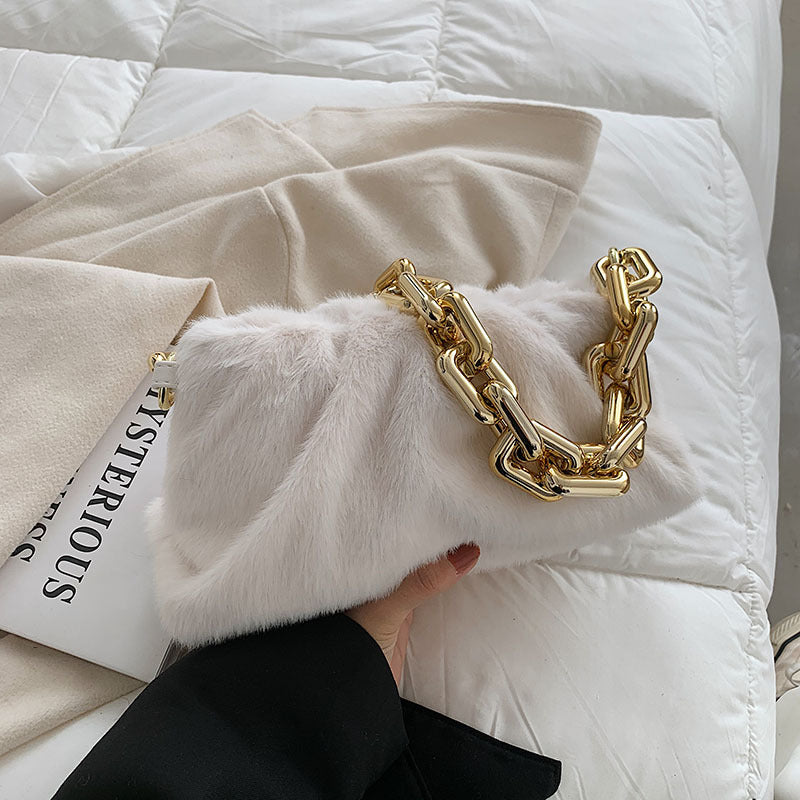 Fur Purse With Thick chain Handles