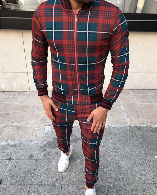Casual Plaid sports suit