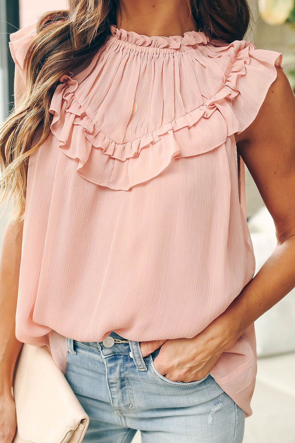 Ruffled Sleeveless Top
