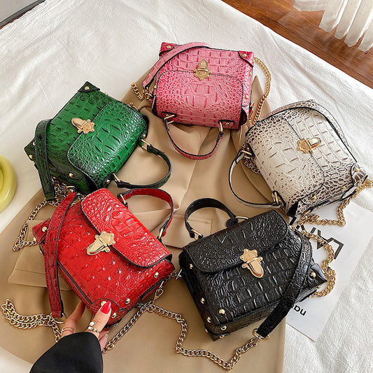 Boxy Croc Print Purse