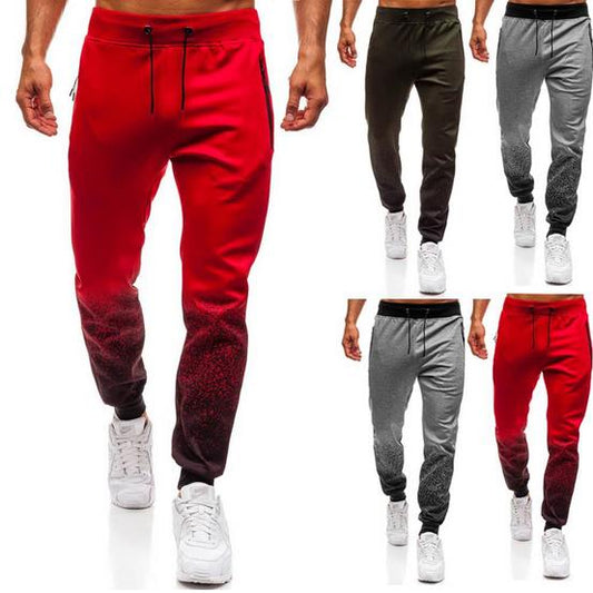 Men's new slim 3D gradient casual sports trousers